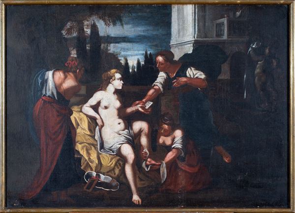 seguace di Benedetto Gennari - Bethsheba at the bath