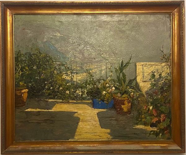 Salvatore Balsamo : Terrazza sul Golfo  - oil on canvas - Auction Napoli800900 - Blindarte Casa d'Aste