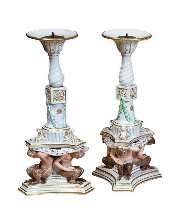 Real Fabbrica Ferdinandea,  1790 ca. - Pair of classic model candlesticks