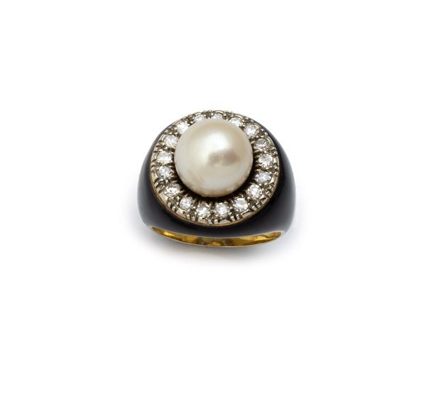 Anello a fascia smaltato nero