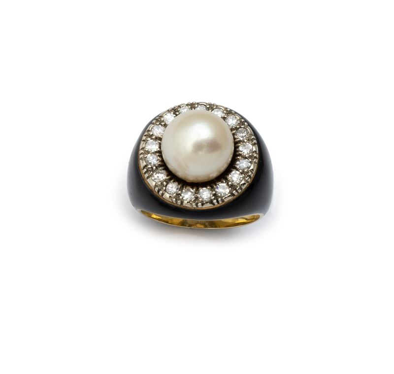 Anello a fascia smaltato nero