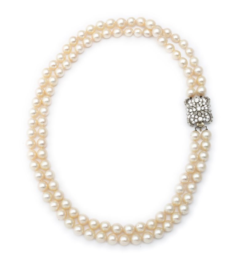 Collana di perle e diamanti