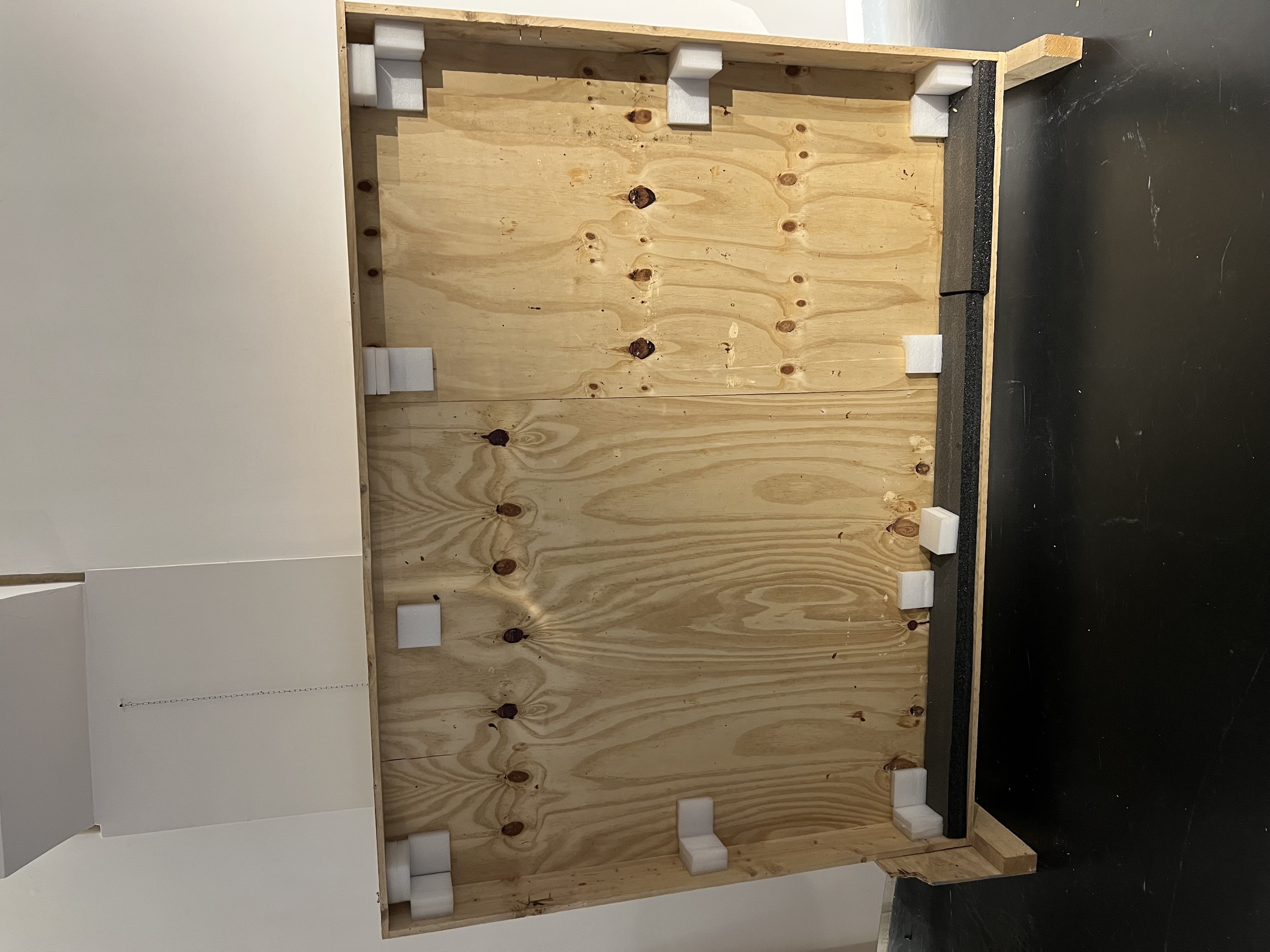 Cassa in legno per imballaggio con supporti, legno multistrato (misure esterne cm 158x207x17)