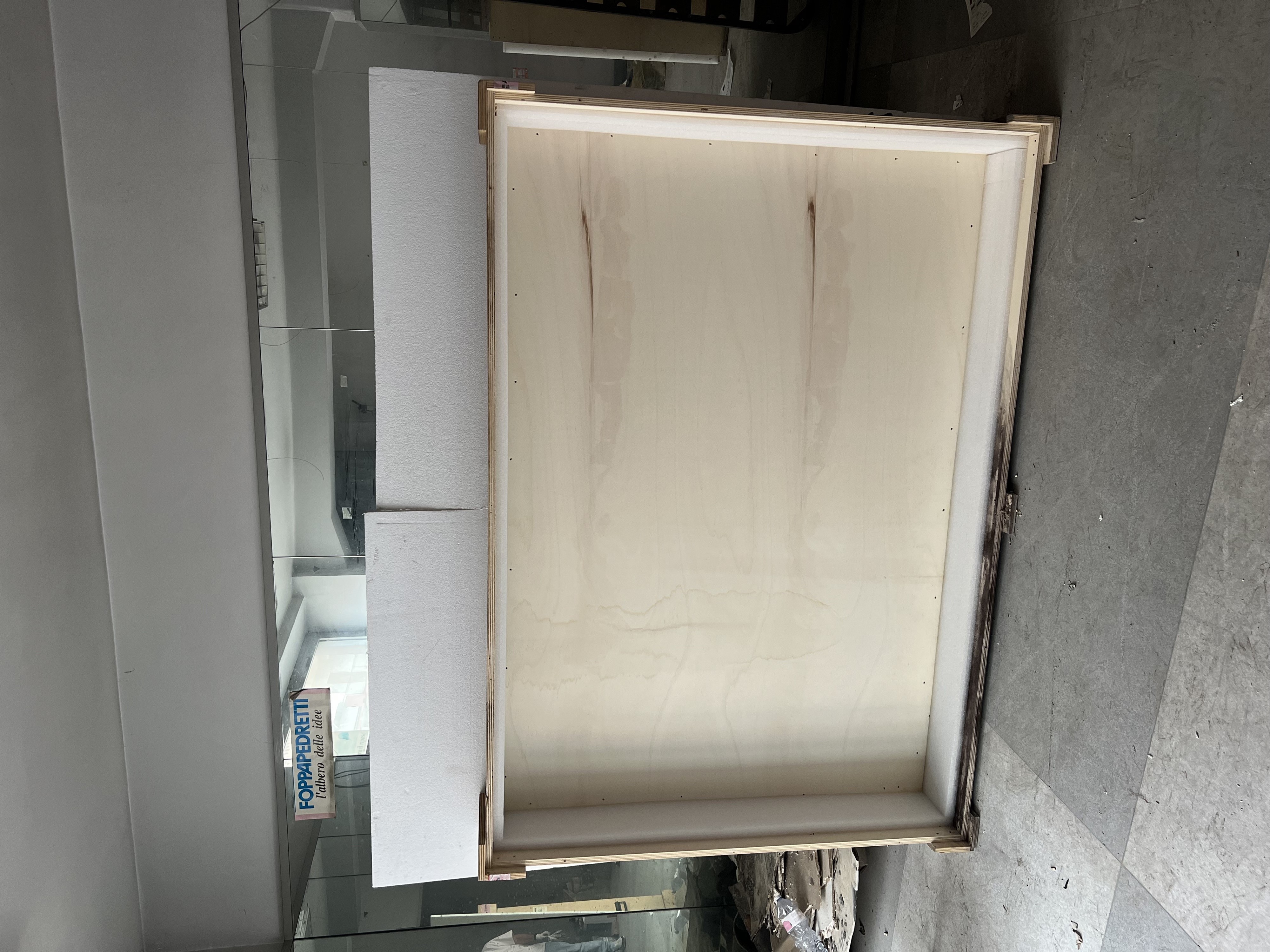 Cassa in legno per imballaggio, misure esterne 155×220×28 cm