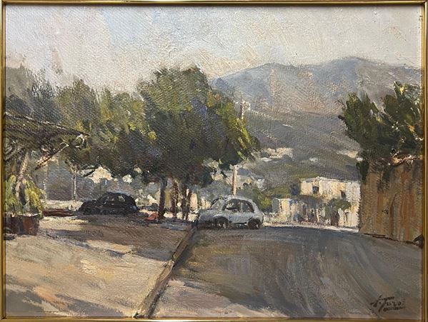 Attilio  Toro (Napoli 1892 - 1982) : Strada della penisola sorrentina  - oil on pressed board - Auction Napoli800900 - Blindarte Casa d'Aste