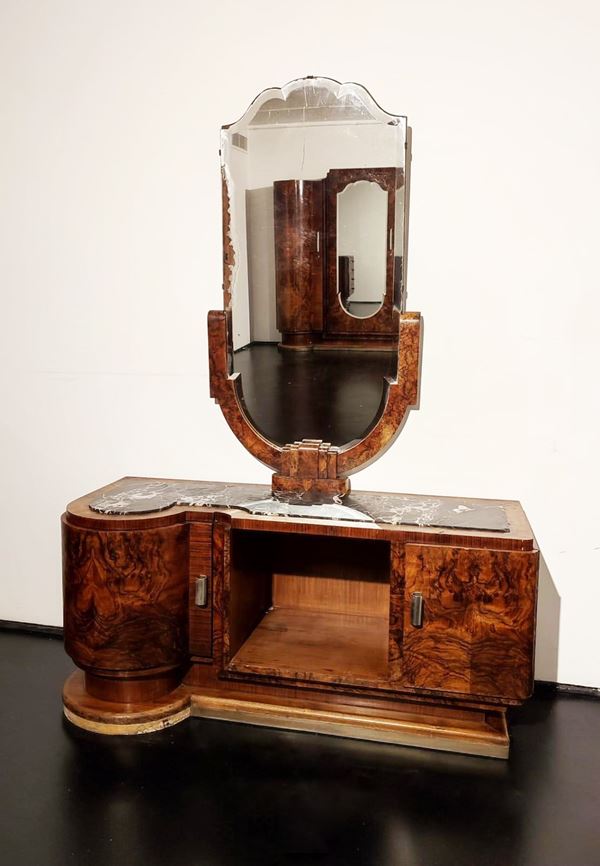 Manifattura italiana, anni '40 - Vintage dressing table with mirror