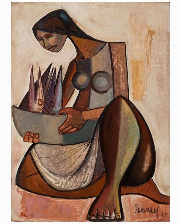 Lucio Ranucci - Femme au panier de poissons