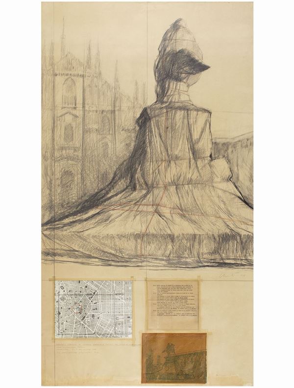 Christo - Wrapped monument to Vittorio Emanuele (Project for Piazza del Duomo - Milano)